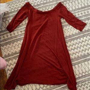 Brown off the shoulder dress